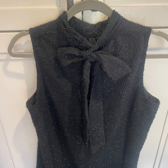 NWT Ann Taylor Factory Black Texture Metallic Halter Sheather Dress | Size S - Picture 8 of 10